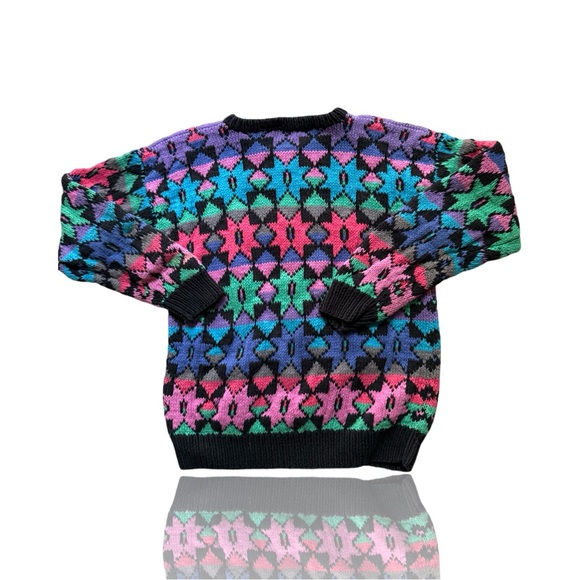 Vintage 80’s Northern Isles Hand Knit Heavy Sweater: Geomteric Shapes: Medium - Picture 5 of 7